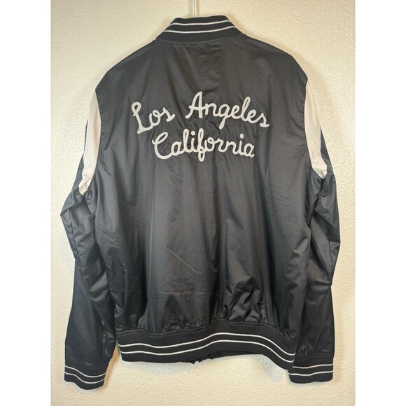Varsity Bomber Button Up Jacket Hollister 99 Black Los Angeles California Sz M - Picture 10 of 16